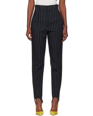 Mugler Pinstripe Cigarette Stirrup Trousers - Black