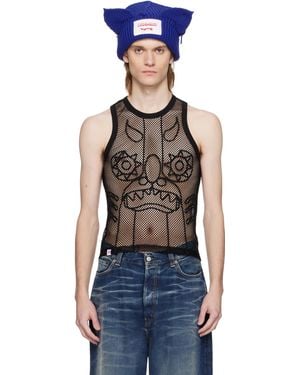 Charles Jeffrey Graphic Net Tank Top - Black