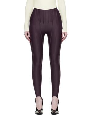 Mugler Burgundy Corseted Leggings - Blue