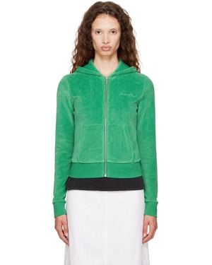 Sporty & Rich Signature Logo Krystal Zip Hoodie - Green