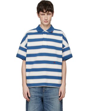 Rhude Off- Fontaine Striped Ss Polo - Blue
