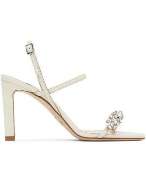 Jimmy Choo オフホワイト Meira 85 ヒールサンダル - ブラック