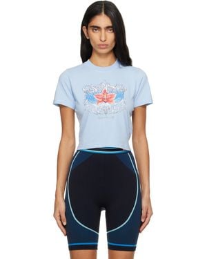 CASABLANCA Blades Cropped Short Sleeve T‑Shirt - Blue