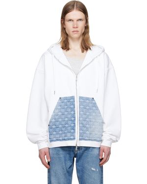 DSquared² Denim Mix Relax Zipped Fit Hoodie - White