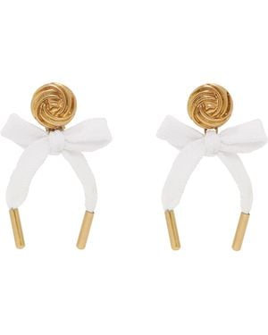 Moschino ゴールド＆ホワイト Bow イヤリング - ブラック
