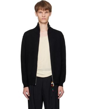 Song For The Mute Zip Up Funnel Cardigan - Black