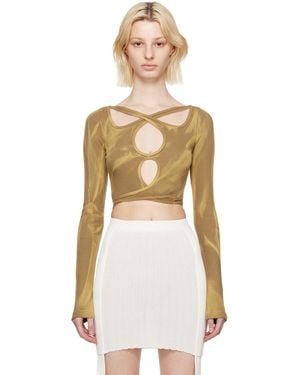 Dion Lee Khaki Interlink Long Sleeve T-shirt - Natural