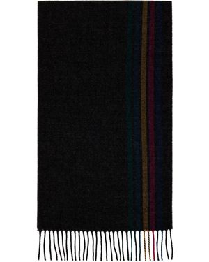 Paul Smith グレー スポーツストライプ マフラー - ブラック