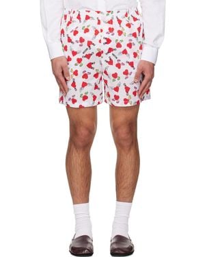 Moschino Print Lightweight Cotton Poplin Shorts - Red