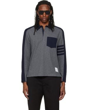 Thom Browne Oversized Colourblock Rugby Polo - Grey