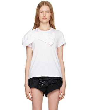 Renaissance Renaissance Gathered Applique Cotton Jersey Crewneck T-Shirt - Black