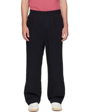 Palmes Wide Pleated Suit Trousers - Black