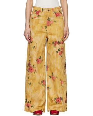 Ganni Printed Baggy Cargo Jeans - Yellow