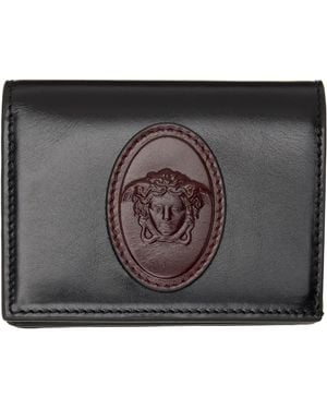 Versace Portefeuille Roomy Noir En Cuir - Métallisé