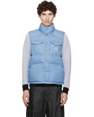 Moncler Ervional Denim Down Vest - Blue