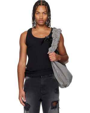 Simone Rocha Débardeur Noir À Appliqué Floral En Ruban