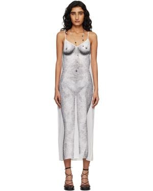 Moschino ホワイト Printed クレープ ミディアムドレス - ブラック