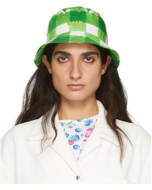 MSGM Green Plaid Bucket Hat
