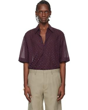Dries Van Noten Burgundy Sequinned Shirt - Red