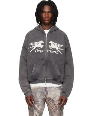 Represent Pegasus Zip Through Hoodie - Black