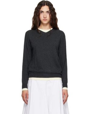Tonywack Superfine Wool Layered V-Neck Sweater - Black