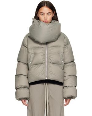 Rick Owens Blouson Gris À Col Cheminée Rembourré En Duvet