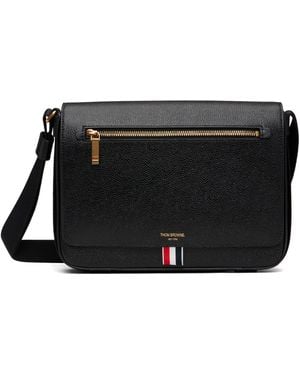 Thom Browne Thom E Pebble Grain Reporter Bag - Black