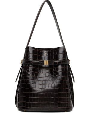 TOTEME Belted Croco-embossed Bucket Bag - Black