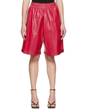 Bottega Veneta Leather Shiny Shorts - Red