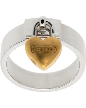 Ambush Heart Padlock Ring - White