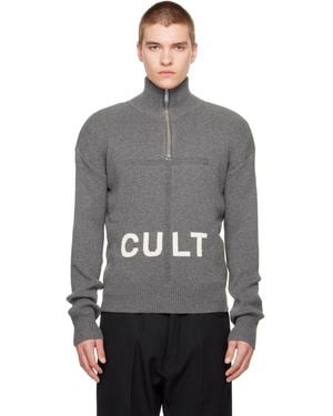 MATIERES FECALES 'Cult' Quarter-Zip Jumper - Grey