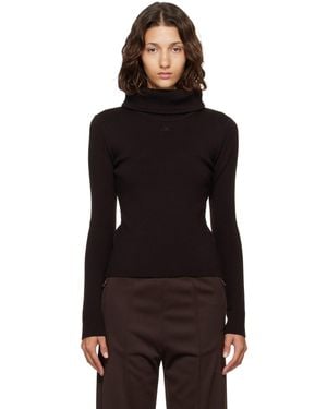 Courreges High Collar Merino Wool Jumper - Black