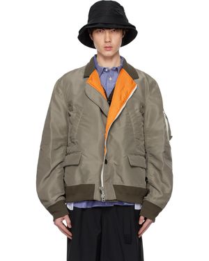 Sacai Taupe Nylon Twill Bomber Jacket - Multicolour