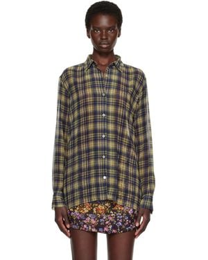 Dries Van Noten Khaki & Pleated Shirt - Brown