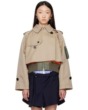 Sacai Cotton Gabardine X Nylon Twill Jacket - Natural