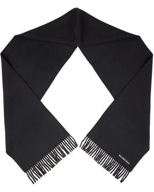 Balenciaga グレー ウール フード付きマフラー - ブラック