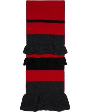 Simone Rocha Ruffle Graphic Logo Knit Scarf - Red