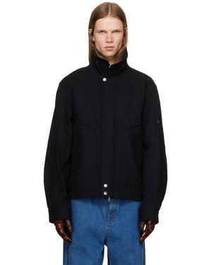 Dries Van Noten Blouson Noir À Col Droit