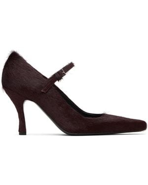 Loulou de Saison Kabel Pony-Effect Leather Heels - Black