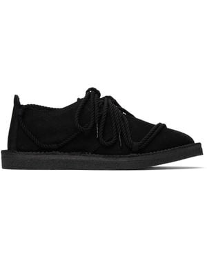Y's Yohji Yamamoto Nubuck Leather Random Rope Loafers - Black