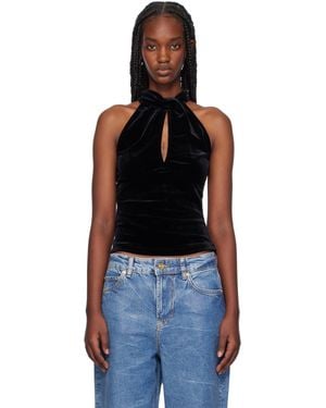 Ganni ブラック ベルベット トップス