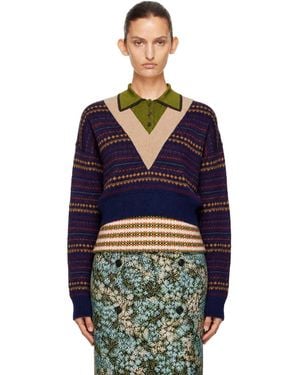 Dries Van Noten Boxy Wool Sweater - Blue