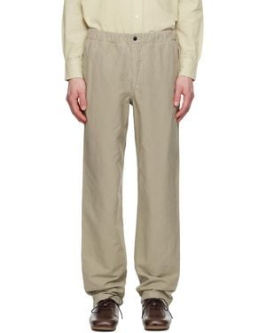 Norse Projects Taupe Ezra Relaxed Cotton Linen Trousers - Natural
