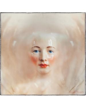 Maison Margiela Porcelain Doll Print Silk Scarf - Natural