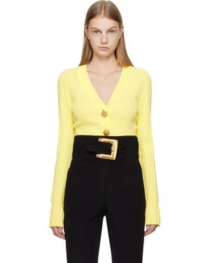 Balmain Buttoned V-Neck Light Knit Cardigan - Black