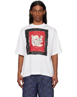 Marni ホワイト Fawn Print コットン Tシャツ - レッド