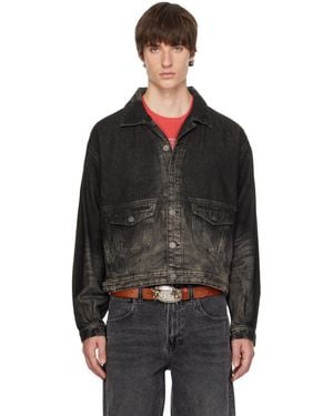 DIESEL Dirty-Effect Denim Trucker Jacket - Black