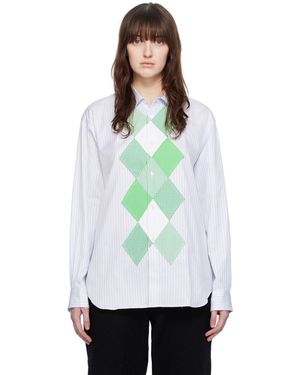 Comme des Garçons ブルー ストライプ シャツ - ホワイト