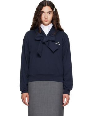 ShuShu/Tong Tie Front Bow Hoodie - Blue