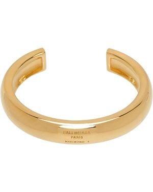 Balenciaga ゴールド プレーテッド カフブレスレット - ブラック